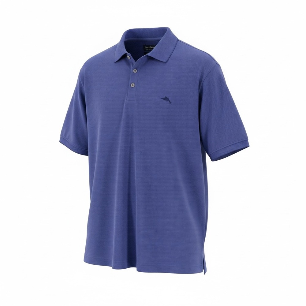 Tommy Bahama IslandZone Mens Blue Textured Performance Polo Shirt XL